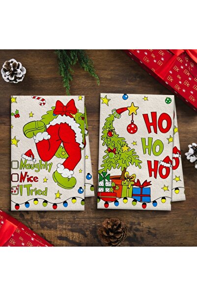 Choice مناشف مطبخ بيضاء من قطعتين لعيد الميلاد، ديكور حفلات الترحيب بـ Whovil...