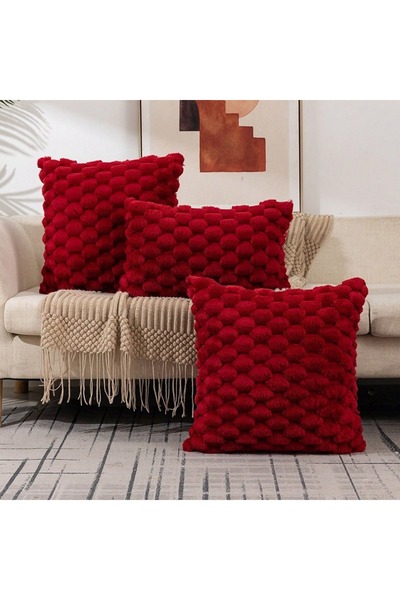 Choice 45 × 45 سم 1 قطعة غطاء وسادة أحمر لعيد الميلاد من التفتا الأحمر على شك...