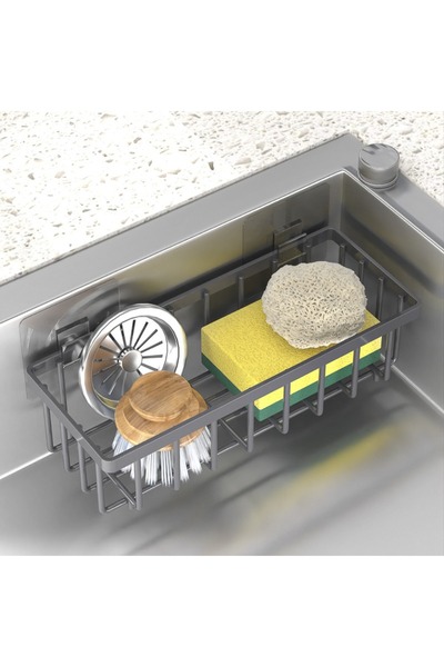 Choice رف تصريف حوض المطبخ باللون الرمادي الأنيق، قطعة قماش محمولة لغسل الأطب...