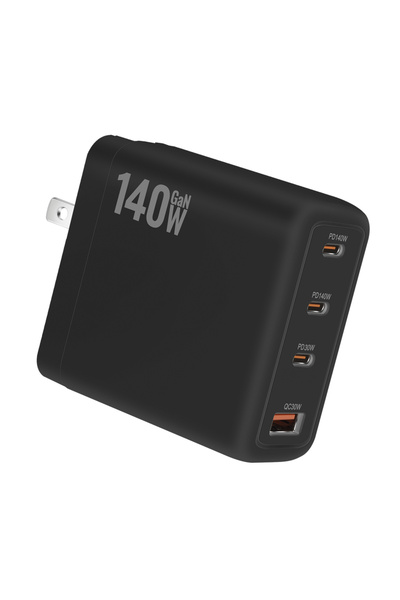 Choice شاحن GaN جديد متعدد المنافذ بقوة 140 وات باللون الأسود الأمريكي، رأس شحن فائق السرعة PD3.1 3C1A، صغير الحجم، محمول لأجهزة Mo