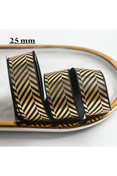 Choice 10 Yards Black Gold Ribbon-6 10 Yards/Roll Black Gold Ribbon 22mm Gilded Ribbons For Bow Gift Wrappi