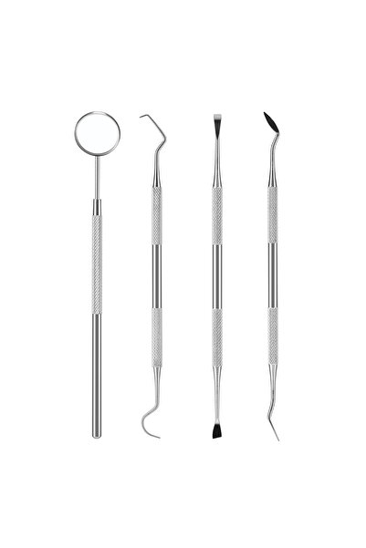 Choice مجموعة مكونة من 4 قطع فضية اللون، مكشطة الجير، مزيل البلاك، أداة تنظيف...