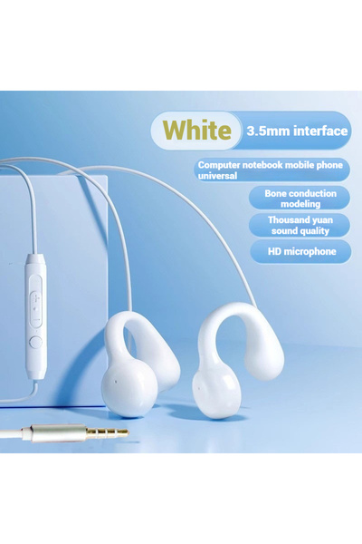 Choice سماعات رأس سلكية بمنفذ 3.5 مم من النوع C باللون الأبيض، وصوت ستيريو، وسماعات أذن رياضية، وسماعات رأس للألعاب بدون استخدام اليدين