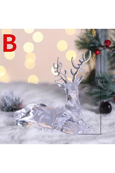 Choice ب تماثيل غزال من الكريستال البلاستيكي الشفاف على شكل غزال الرنة زينة سطح المكتب زينة عيد الميلاد للمكتب