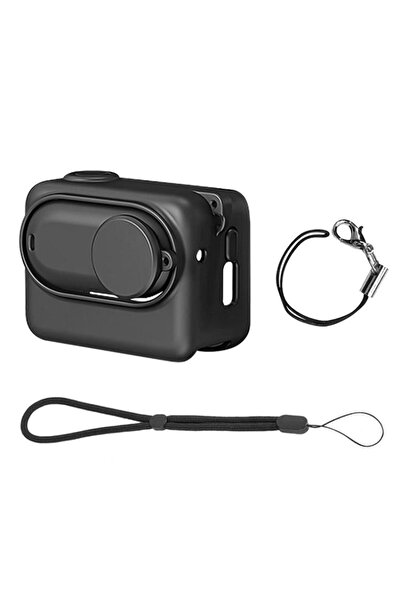 Choice غطاء سيليكون أسود من PULUZ GO3S لكاميرا Insta360 GO 3S مع صندوق شحن وغطاء عدسة