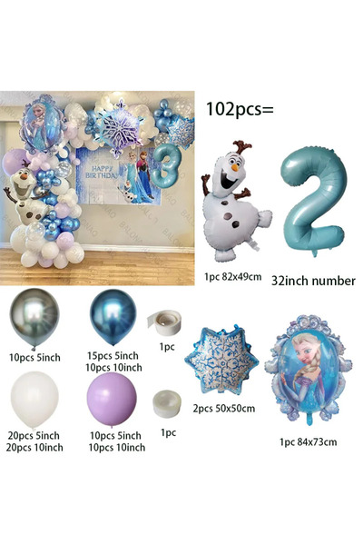 Choice كما في الصورة، نمط 2، مجموعة واحدة من بالونات الكرتون أولاف إلسا آنا، ...