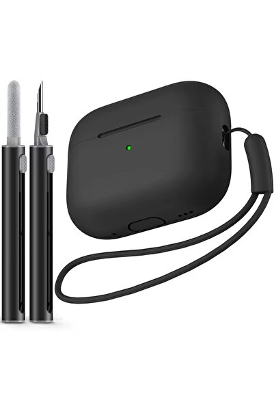 Choice غطاء حماية أسود لجهاز Airpods pro 2 مع مجموعة قلم التنظيف، غطاء حماية ...