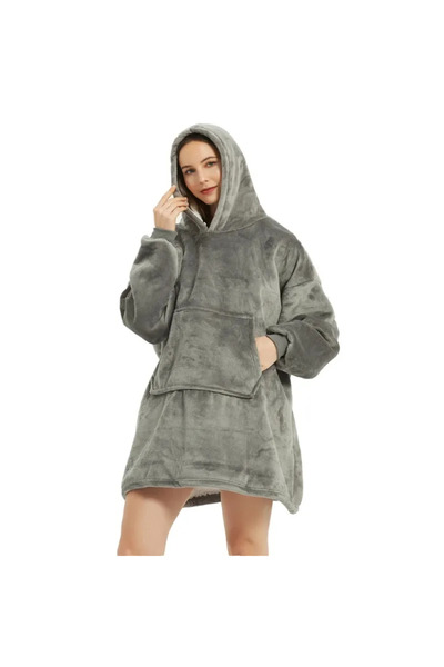 Choice بطانية شتوية رمادية بمقاس واحد، بطانيات دافئة قابلة للارتداء ، قصة فضفاضة ، 850 جرامًا، من الألياف الدقيقة، قطيفة، بوليرو