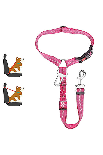 Choice A0361-1PCS Rose Red New Solid Two-in-one Pet Car Seat Belt Dog Harness Leash BackSeat Safety Belt Ad