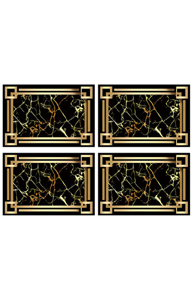 Choice 45x30 cm 4PCS 4pcs Black Golden Element Patterned Tableware Mats - Table Mats, Coasters, Placemats f