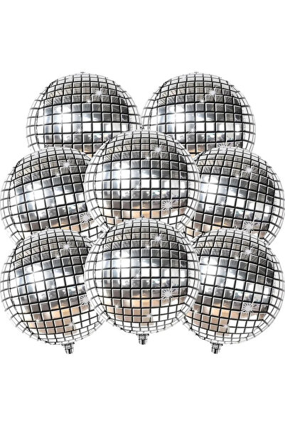 Choice 6 قطع من بالونات كرة ديسكو فضية مقاس 22 بوصة، 8 قطع من بالونات ديسكو ك...