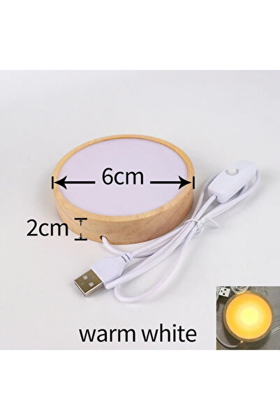 Choice أبيض دافئ-6 سم 1 قطعة 1-4 قطع 6/8/10 سم قاعدة إضاءة ليلية خشبية مستدير...