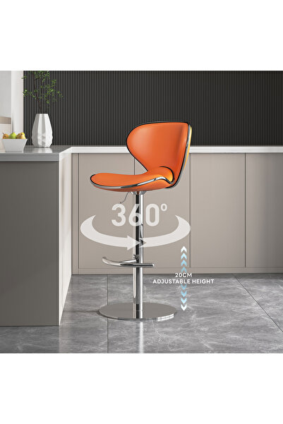 sharpdo 2-Piece Bar Stool Set, Nappa Leather High Back Bar Stool, Comfortable Adjustable High Bar Stool