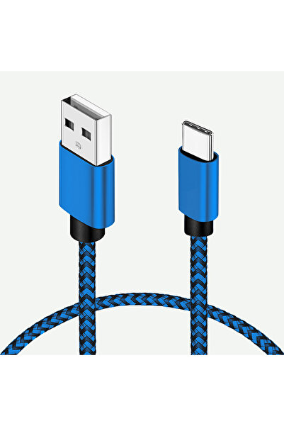 Choice كابلات USB A إلى Type C المضفرة من النايلون الأزرق بطول 2 متر، 2.4 أمب...