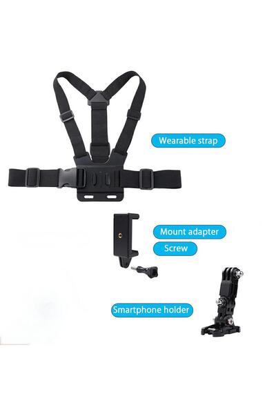 Choice 4 Piece Set Mobile Phone Chest Mount Strap Holder Anti-Slide Strap Mount for Phone 360 Degree Rotary