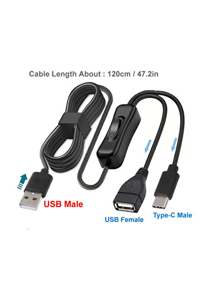 Choice كابل تمديد من النوع C بطول 120 سم من A إلى 1A-F ومن 1C-M مع مفتاح تشغي...