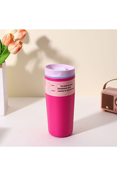 Choice كوب قهوة معزول من الفولاذ المقاوم للصدأ مقاس واحد وردي 600 مل 20 أونصة...