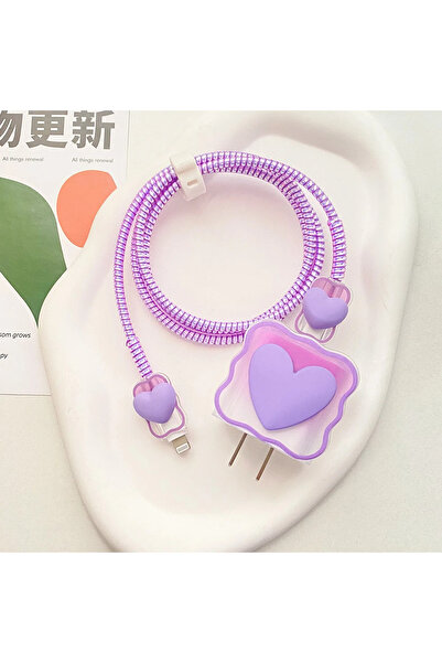 Choice Purple Sleeve Charger Cable Protector Cover 3D Gradient Color Soft Silicone Charger Case for Iphone
