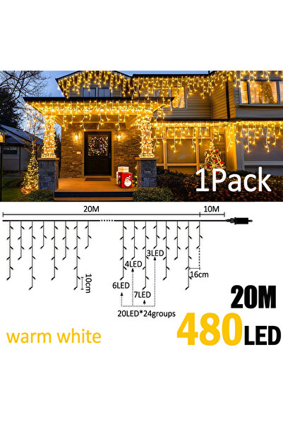 Choice سلسلة أضواء جليدية لعيد الميلاد، قابس أمريكي WW-BTD-20M480Bx1، طول 20 ...