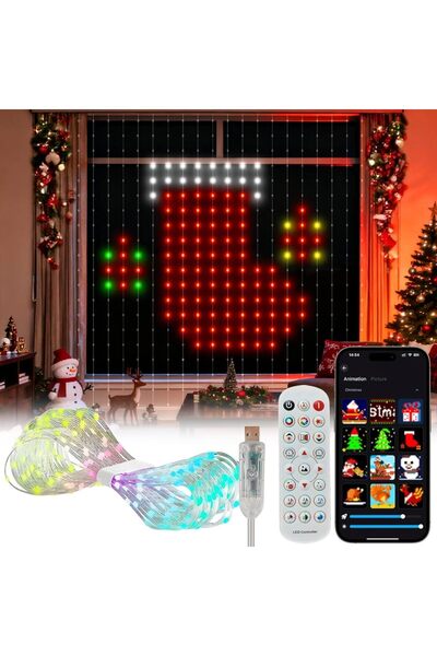 Choice ستارة خرافية ذكية 2 متر × 2 متر، 400 مصباح ليد، سلسلة أضواء عيد الميلاد، تحكم بالبلوتوث، 400 مصباح ليد، DIY Pi