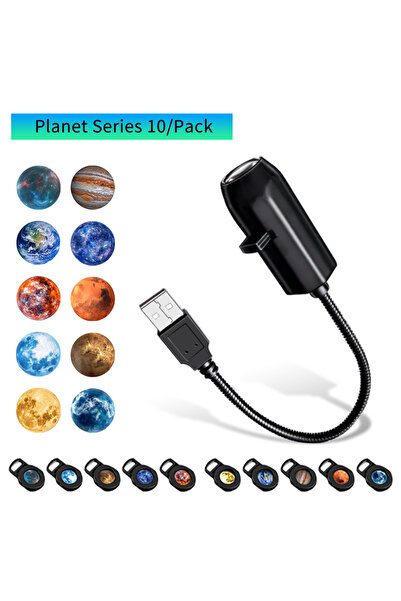 GGBEE Planet 10 Films Newest Halloween/Christmas/Planet Theme Mini USB Projection Lamp Atmosphere Light Sw