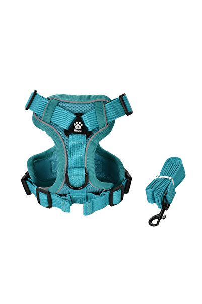 Choice S Turquoise Dog Vest Harness Leash Set Reflective Adjustable Puppy Chest Strap for Small Dogs Cat Fr