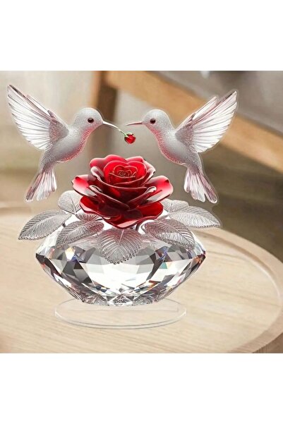 Choice زينة مكتبية على شكل وردة وعصفور أبيض، مثالية لغرف المعيشة وديكور المنز...