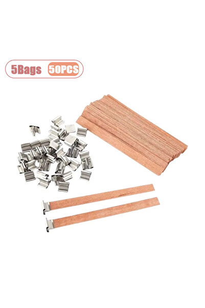 Choice 12.5 مم × 150 مم - 5 أكياس من فتائل الشموع الخشبية الطبيعية مع حاملات ...