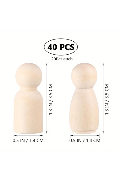 Choice 20 قطعة للأولاد و20 قطعة للبنات و40 قطعة من أوتاد خشبية مقاس 1.4 بوصة/...