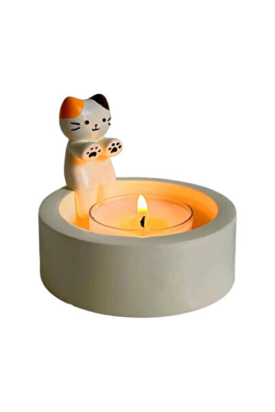 Choice حامل شموع على شكل قطة كرتونية 2 قطة صغيرة، حامل شموع إبداعي للعلاج بال...