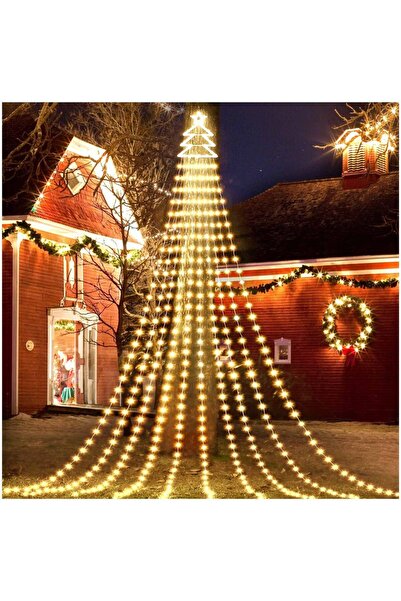 Choice أضواء فروع عيد الميلاد البيضاء الدافئة بطول مترين و100 مصباح ليد، زينة للحديقة، إكليل زهور، خمسة مصابيح ليد شلالية