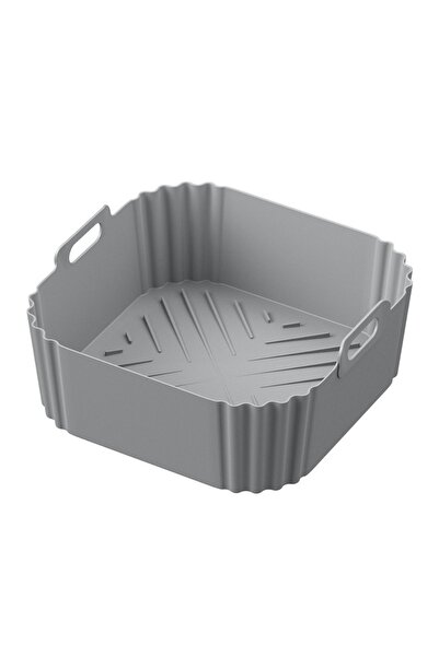 Choice صينية خبز مقلاة هوائية من السيليكون رمادية اللون، مربعة الشكل، سعة 5.5-6.2 لتر، بطانات مقلاة هوائية من السيليكون، قابلة لإعادة الاستخدام ومرتفعة