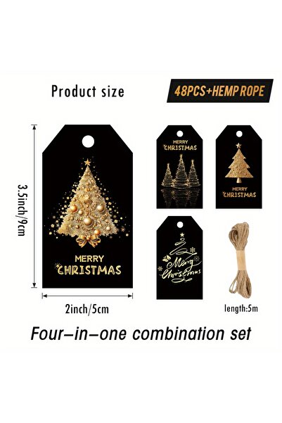 Choice 5x9cm 48pcs 48pcs Elegant Christmas Gift Tags with Hemp Rope - Perfect...