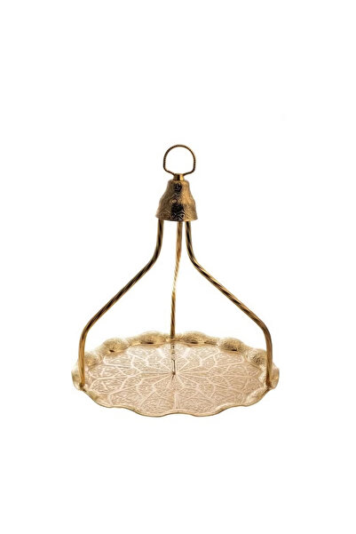 Generic Handmade Gold Copper Tray with Handle Stand – Authentic, Decorative, Easy to Hold, Made in Turkey