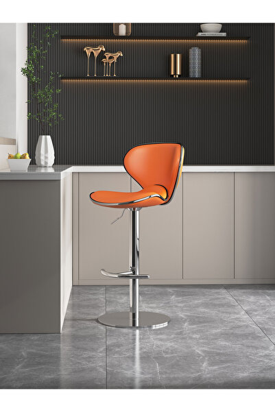 sharpdo 2-Piece Bar Stool Set, Nappa Leather High Back Bar Stool, Comfortable Adjustable High Bar Stool