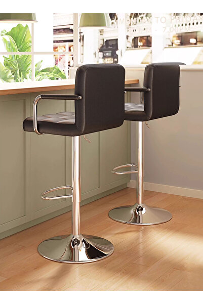 sharpdo 2-Piece Bar Stool Set, Nappa Leather High Back Bar Stool, Comfortable Adjustable High Bar Stool