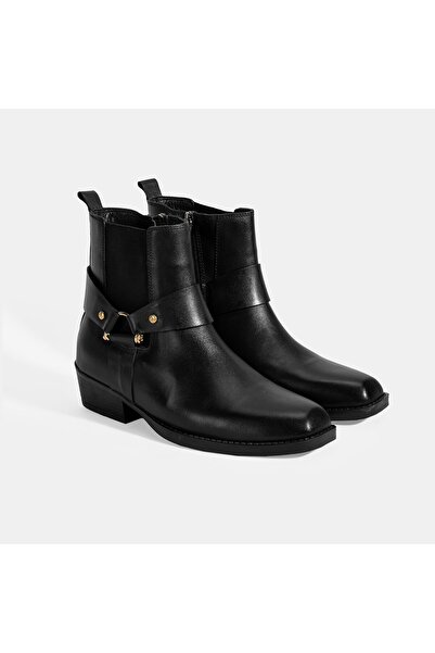 Desa Women's Black Rubber Detailed Leather Boots