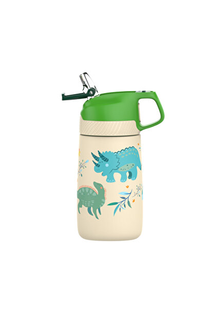 Choice زجاجة مياه للأطفال من FJbottle صفراء سعة 350 مل، ترمس بنقشة ديناصور لط...