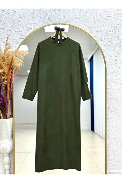 MİHRA STORE Alecia Reglan Sleeve Logo Thessaloniki Dress-Na2368 Khaki