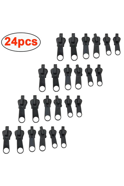 choice2 24 قطعة سوداء، 3 # 5 # 8، رأس سحاب معدني، نايلون، راتنج، لون أسود وأب...