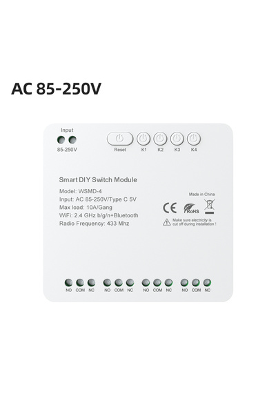 Avatto وحدة تبديل مرحل لاسلكية ذكية رباعية القنوات 85-250 فولت 7-32 فولت/85-250 فولت، جهاز تحكم عن بعد بالتطبيق