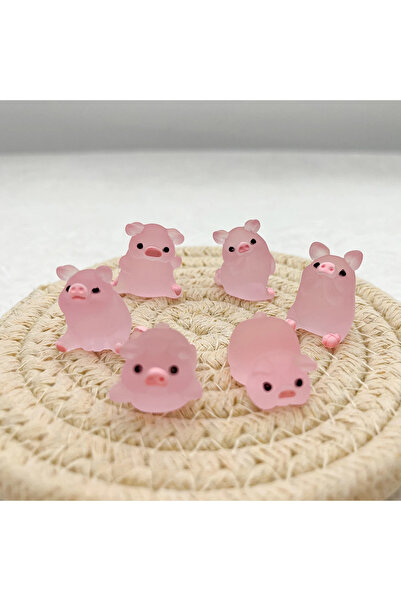 Choice 6 قطع من دمى الخنزير الصغيرة المضيئة المصنوعة من الراتينج على لوحة الق...