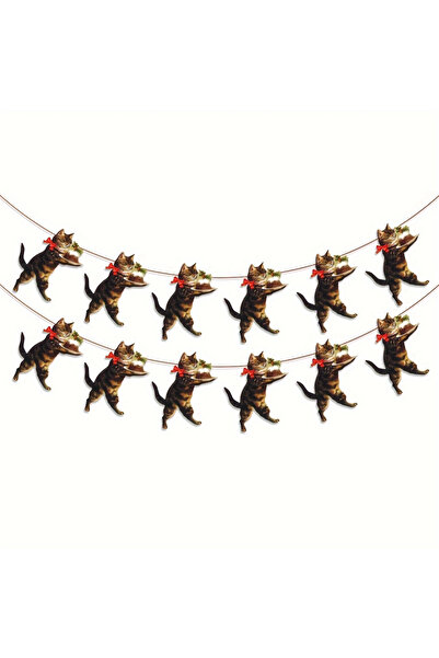 Choice لافتة إكليل عيد الميلاد على شكل قطة على الطراز الفيكتوري العتيق لافتة ...