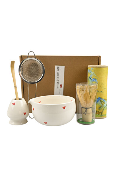 choice2 6 قطع قلب أحمر 2/4/5/6 قطع/مجموعة وعاء ماتشا على الطريقة اليابانية، م...