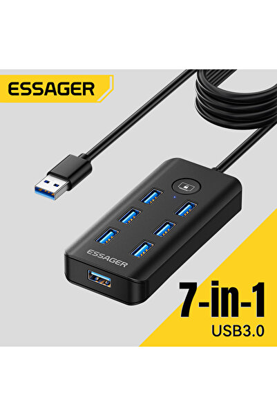 essager 7 Ports USB HUB 3.0 High Speed Multi USB 3.0 Splitter Type c USB 2.0 Expander Power Adapt...
