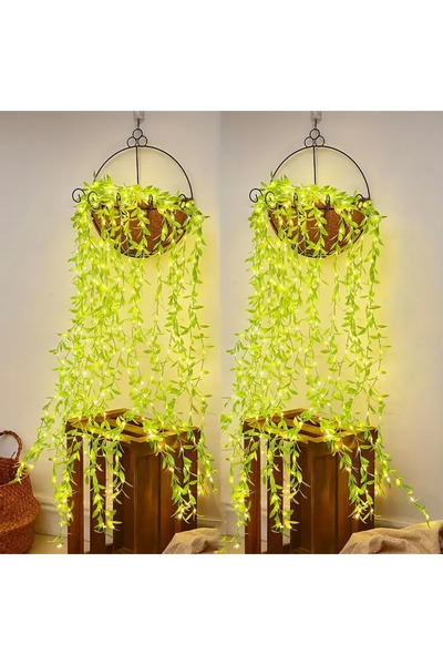 Choice سلسلة مصابيح على شكل أوراق الصفصاف تعمل بمنفذ USB، مكونة من قطعتين، بط...