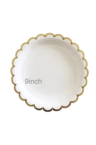 Choice 9 inches plate Gold and White Disposable Tableware Set with Paper Plat...