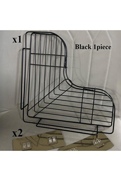 Choice رف دش زاوية موفر للمساحة أسود قطعة واحدة - منظم حمام مثلث بدون حفر، مناسب