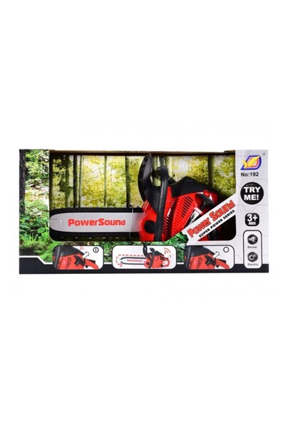 PROCART Children's toy chainsaw with real sounds, 37 cm, battery powered, red/black