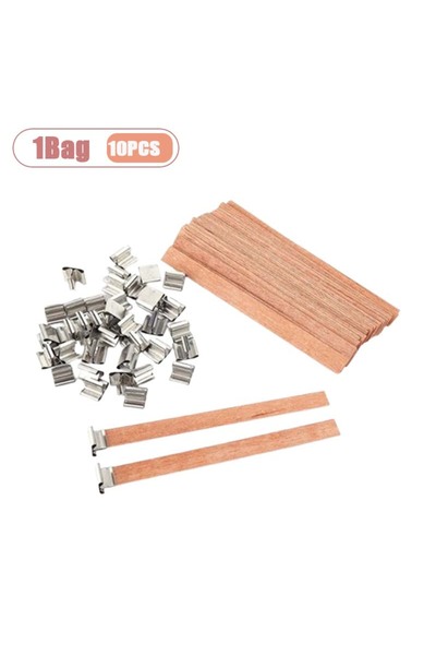 Choice فتائل شموع خشبية طبيعية مقاس 19 مم × 130 مم - كيس واحد فتيل خشبي مع حا...